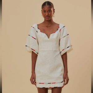 FARM Rio White Colorful Stripes Euroflax™ Mini Dress